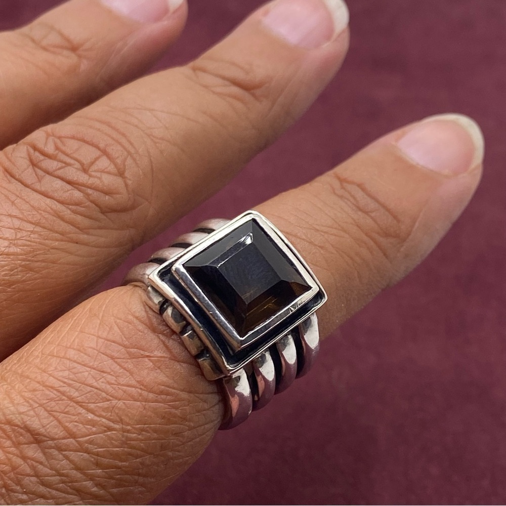 Rare Silpada Women's Faceted Smoky Quartz Sterling Silver Ring Size 7.5 - Picture 4 of 8